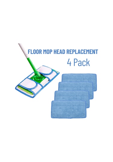 Shineyee Mikrofiber Zemin Temizlik Mop Ucu Değişimi - Mavi, 4 Adet, Bağcıklı Küçük Tip, 30x15cm C0100226