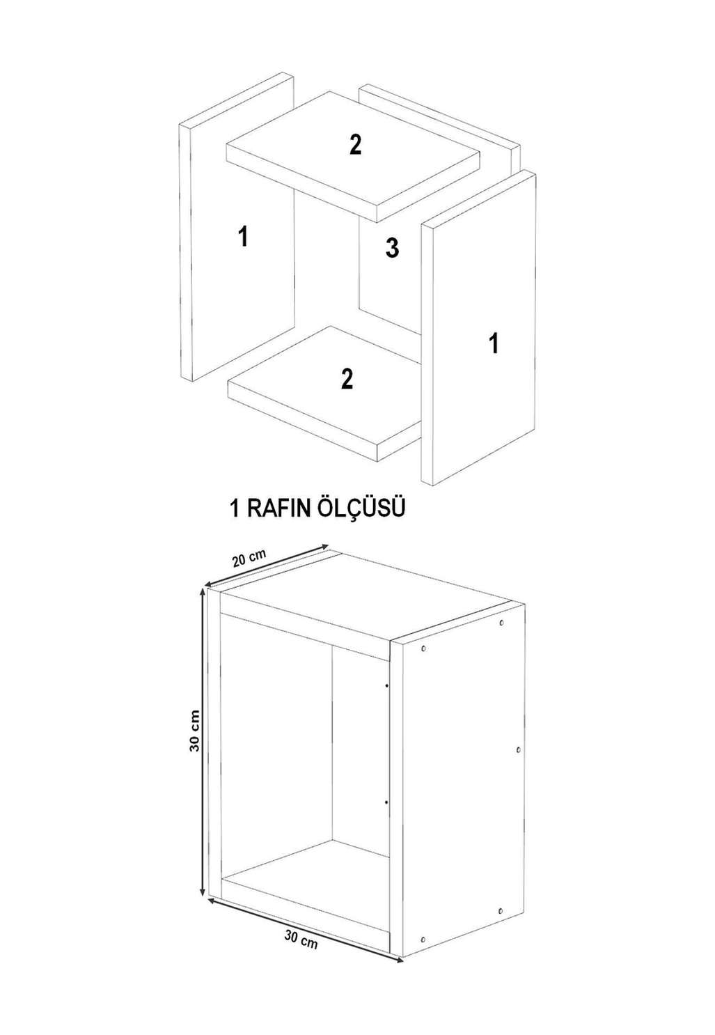 Kitaplık Kare Duvar Rafı Tekli Arkalıklı Mobilya Takım İzlanda Mavi İzlanda Mavi