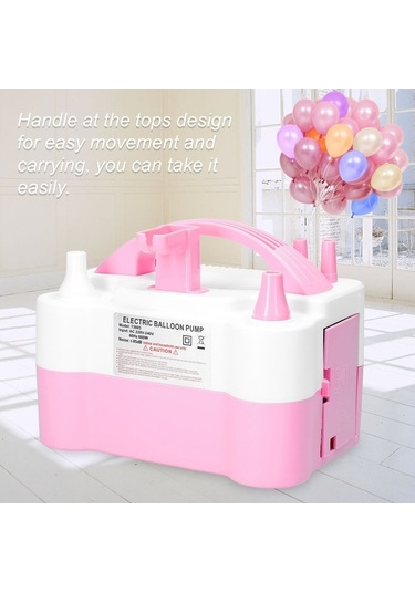 Supermarket1 Ev Ve Parti Kullanımı İçin 600w Hızlı Balon Şişirici, 2 Ağızlı Pompa, 220v, Pembe-beyaz, Eu Standartı