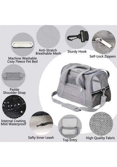 Samdoo Küçük Boy Gri Evcil Hayvan Taşıyıcı Çanta: Nefes Alıcı Köpek Kedi Seyahat Çantası, Araç Uyumlu, Askılı Ve Yumuşak Yastık İle