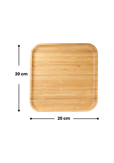 Bambu Kare Servis Tabağı, Sunum Tabağı 20x20 Cm Kahverengi