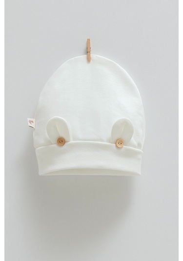 Cute Bear Detaylı Bere Ekru