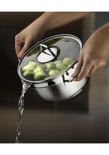 Olika Zeus 8 Parça Süzgeçli Çelik Tencere Seti Çelik