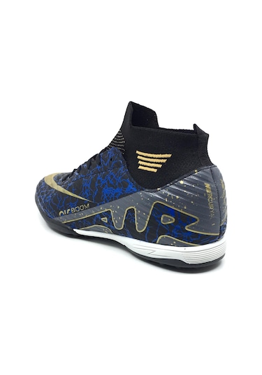 Taşpınar Laliga Erkek Günlük Büyük Numara Çoraplı Halı Saha Krampon Spor Ayakkabı 45-47 Siyah Füme Siyah - Füme