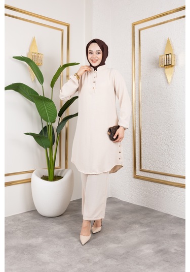 Aerobin Kumaş İkili Takım - Bej / T0109 Bej