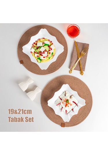 Porsima Porselen 2li Sunumluk Kahvaltılık Mini Tabak Seti 19x21cm