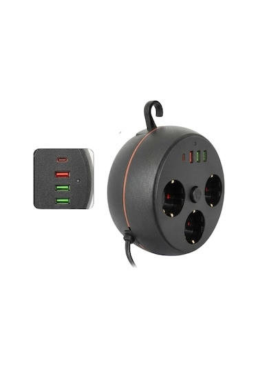 Ev Ofis İçin Çoklu Priz 3 Priz 3 Usb Type C Güvenli Enerji Yönetimi