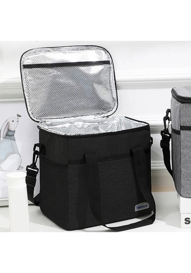 Soğutucu Çanta, 27x 25x 19 Cm Buz Torbası, Katlanabilir Piknik Çantası, Yalıtımlı Çanta, Öğle Yemeği Çantası, Açık Hava, Seyahat, Kamp İçin Siyah Çok Renkli