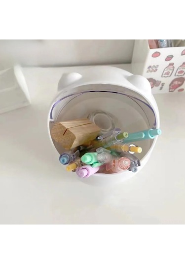 Ranyeek 1.2l Beyaz Ovaş Tipi Plastik Masaüstü Mülakat Kutusu, Kayar Kapaklı, Temizlik Ve Organize Etme İçin