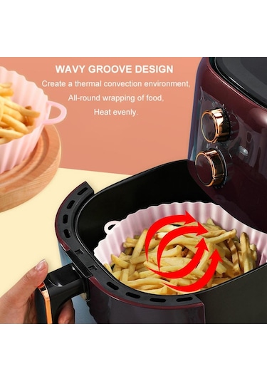Gri 22/24 Cm Yuvarlak Silikon Hava Fritöz Pişirme Sepeti Astarı Airfryers  20 Cm