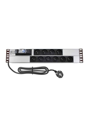 Amp Connect 19" 2u 10 Ups / Fransız Soketli 16a Otomatik Sigorta Koruyuculu Alüminyum Kabin Prizi Pdu