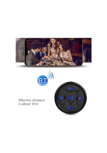 Sones Araba Cep Telefonu Uzaktan Kumanda Bluetooth Kablosuz Multimedya Düğmesi Uzaktan Kumanda Müzik Çalma Selfie, Renk: Siyah