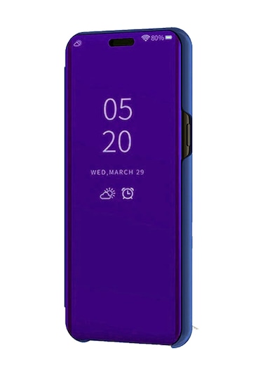 Huawei Mate 20 Pro Aynalı Kapaklı Lüx Kılıf Mavi