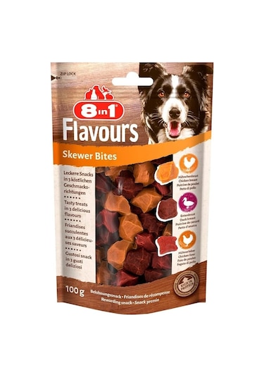 8in1 Flavours Skewer Bites Kuşbaşı Dilimli Çiğneme Köpek Ödülü 100 G