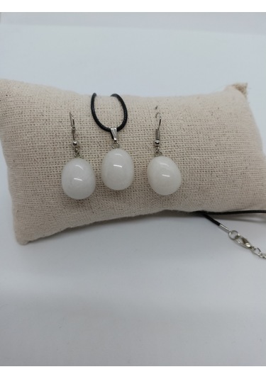 Balık Hediyelik Beyaz Oniks Doğaltaş Kolye ve Seti 10