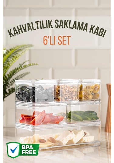 Nandy Home 6'lı Clear Kahvaltılık Saklama Kabı Seti Şeffaf