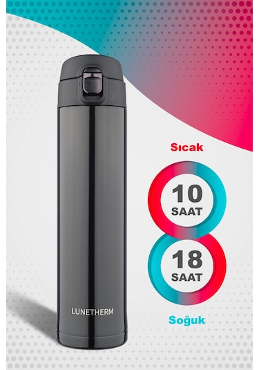 Lunetherm Sızdırmaz Vakumlu Çift Katmanlı Çelik Termos - Siyah