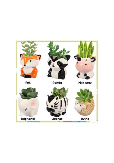 6 Adet Seramik Mini Ekici Sevimli Karikatür Hayvan Etli Tencere