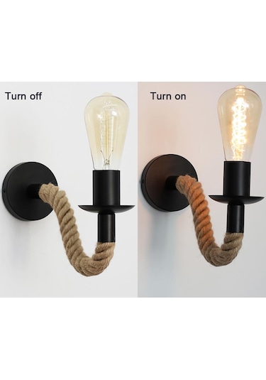 Retro Kenevir Halat Endüstriyel Loft Duvar Lambası Eski Dekor Duvar Aydınlatma Armatürleri Oturma Odası İçin Kapalı Aplikler Aydınlatma Dekoratif Siyah