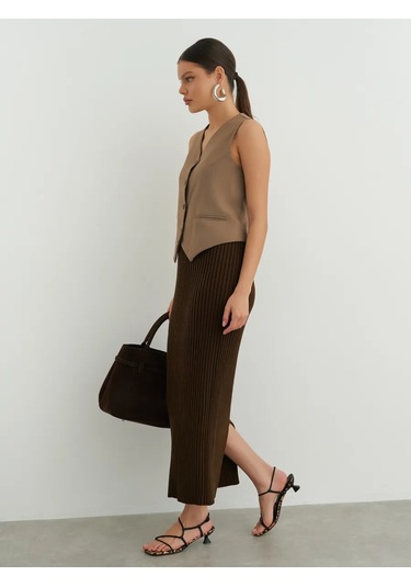 Verlabell Triko Ribana Maksimum Uzun Etek 321683825 Kahverengi