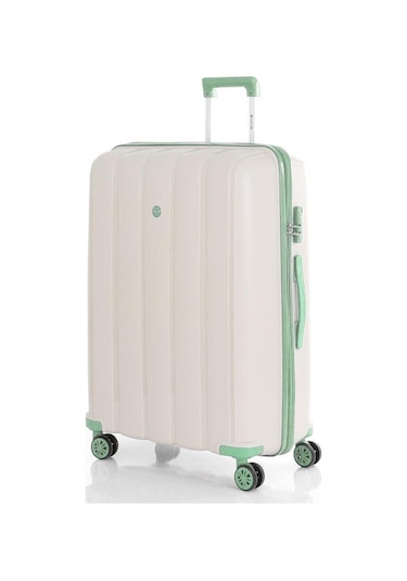 Mçs 3lü Set Kırılmaz Silikon Seyahat Valizi Bavulu V305 Kemik Su Yeşili Bej