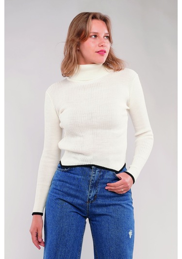 Gabria Balıkçı Yaka Kazak Ekru