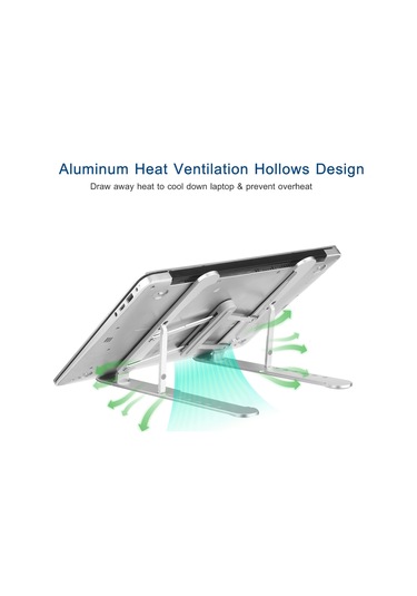 Kosona Alüminyum Portatif Klaptop Standı - 7 Seviye Yükseklik Ayarlı, 10-17 İnç Cihaz Desteği, Isı Dağıtımı, Katlanabilir, 6kg Yük Taşıma