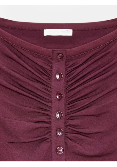 Dilvin 32661 Düğme Detaylı Bodysuit-bordo