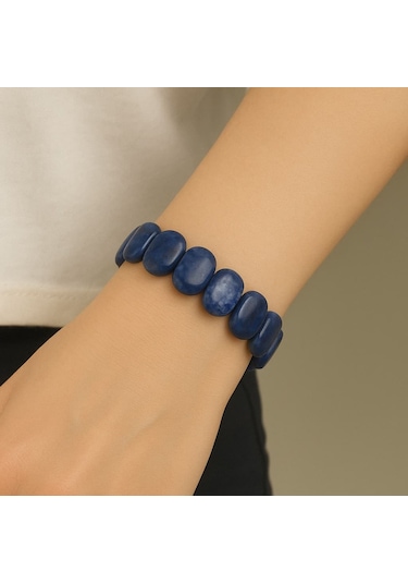 Oval Kesim Lapis Lazuli Bileklik 29 Gr 22 Cm Doğal Taş Mavi