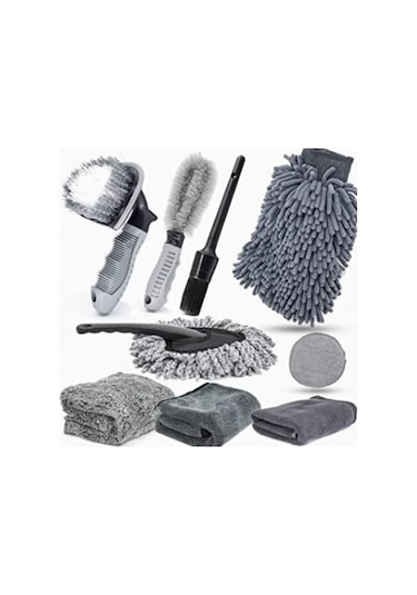 Polham 9 Parçalı Araba, Motorsiklet İçin Detaylı Temizleme Seti, Oto Bakım Seti, Mikrofiber Set