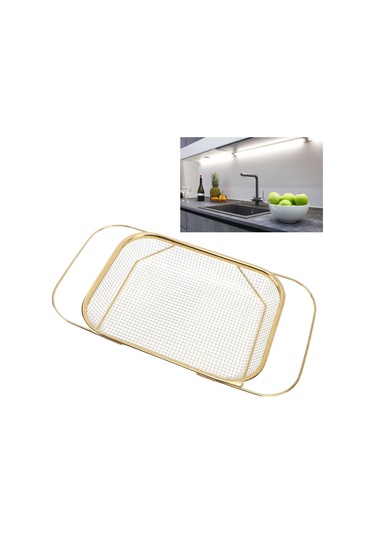 Ximistore9 Inox Genişletilebilir Lavabo Üstü Süzgeç Sepeti - Meyve Sebze Makarna Kurutma Ve Süzme Aleti Altın