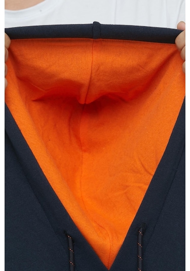 Polostate Erkek Arizona Nakışlı Kapüşonlu 3 İplik Sweatshirt Lacivert