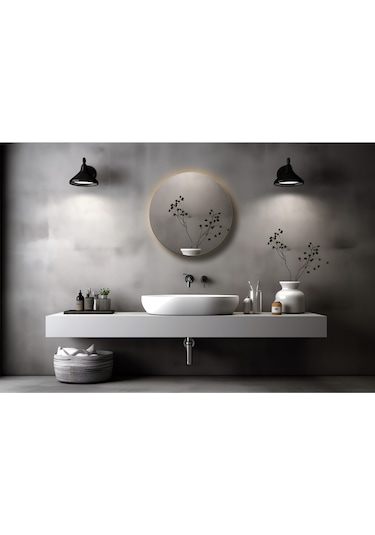 Banyo Dolabı Aynalı Dokunmatik Ledli Flora Suny Antrasit
