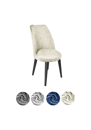 Upmall Kadife Oval Sandalye Kılıfı,sandalye Örtüsü Krem 6 Adet