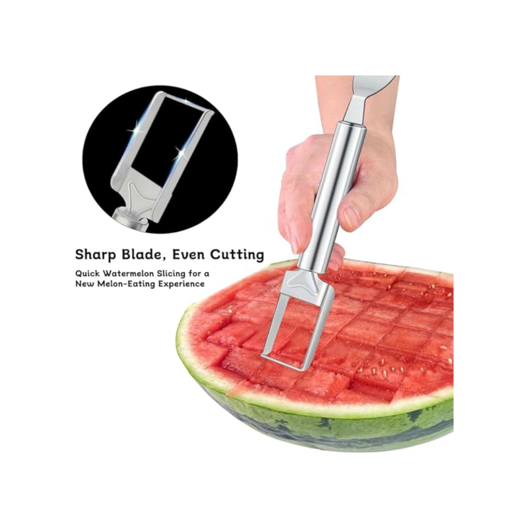 Youtek Stahl Inox Elma Kestiği Çift Uçlu Meyve Dilimi Aracı, Dilimleyici Ve Kesici Seti 2'li, Pratik Kullanım, 23.5cm Boy Gümüş