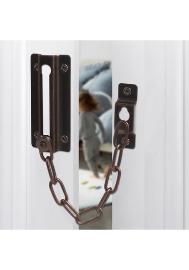 Sones Güvenlik Kapı Zinciri Hırsızlığa Karşı Ev Kapı Sürgü Mandalı Pencere Zincir Kilidi, Stil: Kare Gümüş