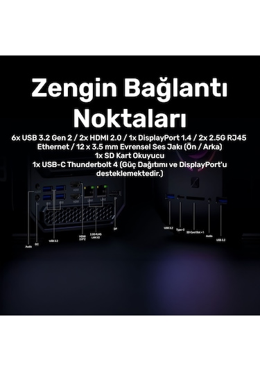 Raxius MP M1A-İ9-3080-129H002 i9-12900H 16 GB 1 TB SSD RTX3080 Free Dos Mini Pc