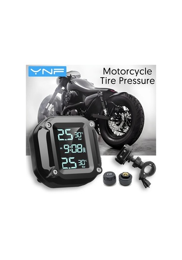 Boatshop1 Ynf Bisiklet Motosiklet Tpms 2 Dis Sensor Siyah Lcd Ekran Lastik Basinc Sicaklik Izleme Alarm Usb Dayanikli
