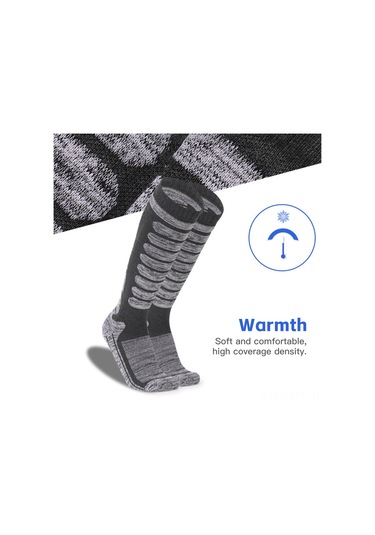 Geeksen Uzun Çorap Kayak Çorabı Açık Gri 35-39, Isı Sağlar Nefes Alır, Dayanıklı Parmak Bölgesi, Outdoor Sporlar İçin Gri