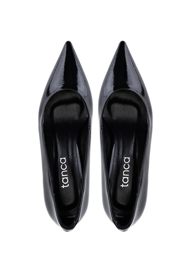 Tamer Tanca Kadın Suni Deri Siyah Rugan Topuklu Ayakkabı 1160 2026 Bn Ayk Sk25-26 Sıyah Krsk Rgn Siyah