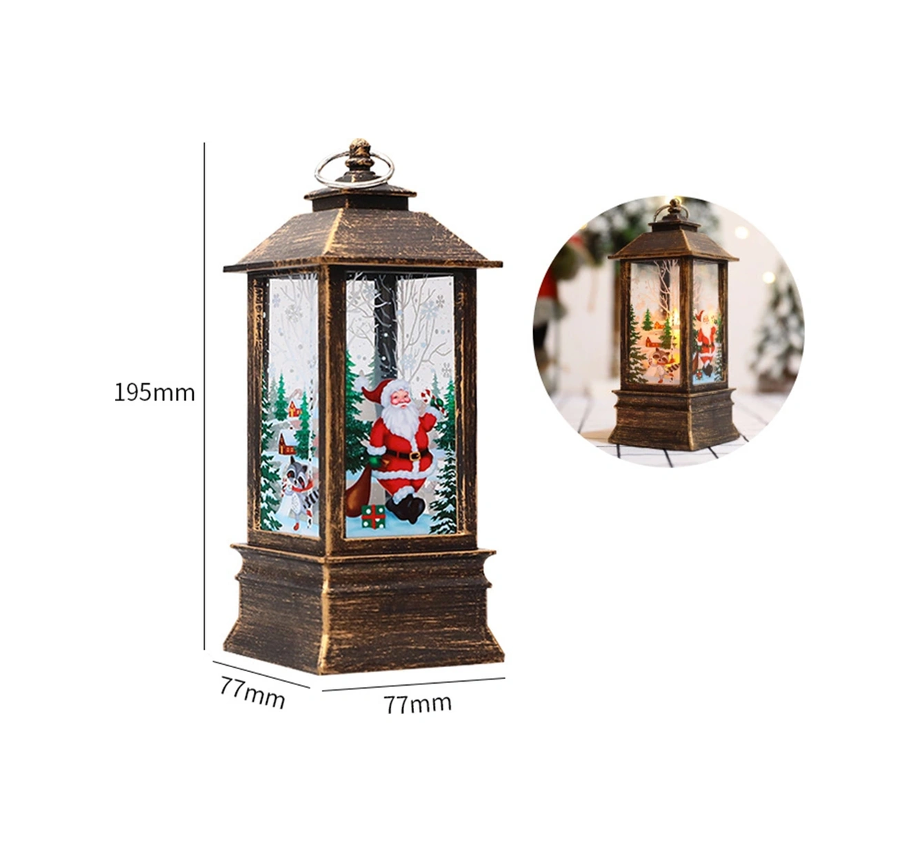 Yuntech01 Büyük Boy Bakır Rengi Noel Baba Figürü Led Aydınlatma Süsü - Islak Beyaz Işık, Noel, Parti, Özel Günler Dekorasyonu Diğer