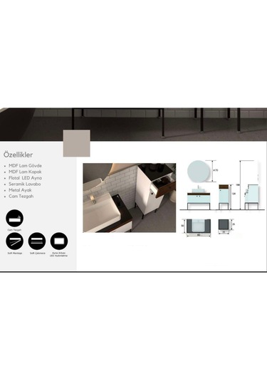 Evros Dublin 80 Cm Banyo Dolabı Kahve