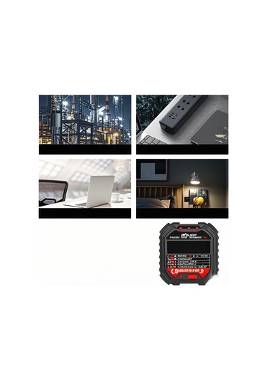 Hangfox Ht107d Avrupa Tipi Lcd Ekranlı Prizi Test Cihazı - Toprak, Sıfır, Faz, Polarite Ve Kaçak Akım Tespiti Pil Yok