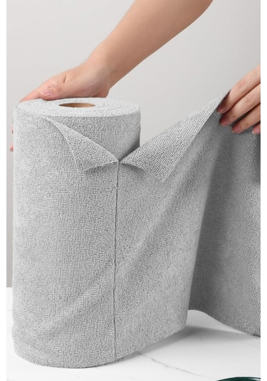 Çok Amaçlı Rulo Mikrofiber Temizlik Bezi 30x30 40 Yapraklı Gri Gri