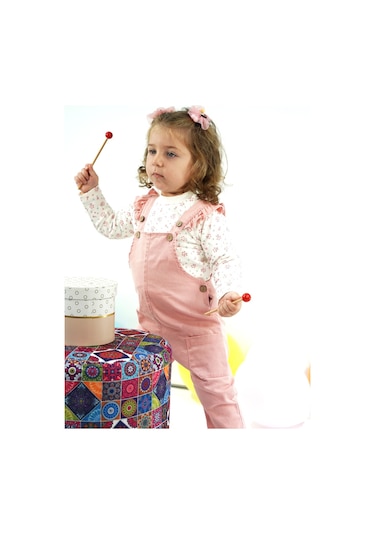 Aydodo Salopet Sweatshirt İkili Kız Pembe Bebek Takım Pembe