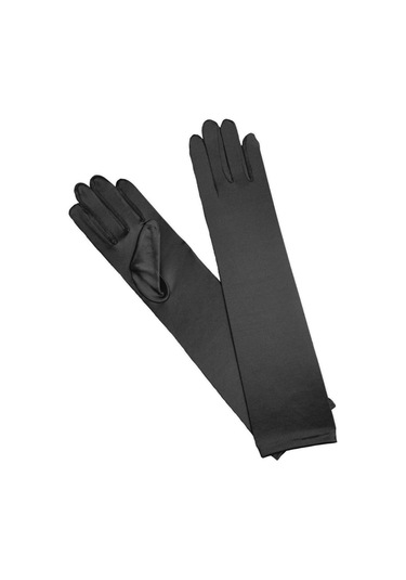 Uzun Boy Parlak Esnek Likralı Eldiven 40 Cm - 1 Çift - Siyah Çok Renkli