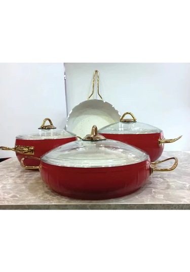 Bonera Granit Tencere Seti 7 Parça Kırmızı