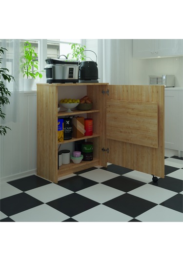 Asra Trendmutfak Fonksiyonelkilerdolabı+katlanır Masa Safir Meşe