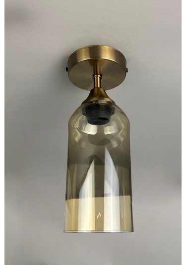 Windy Cam Bal Rengi Tekli Piramit Plafonyer Başlık Retro Salon Aydınlatma Bal