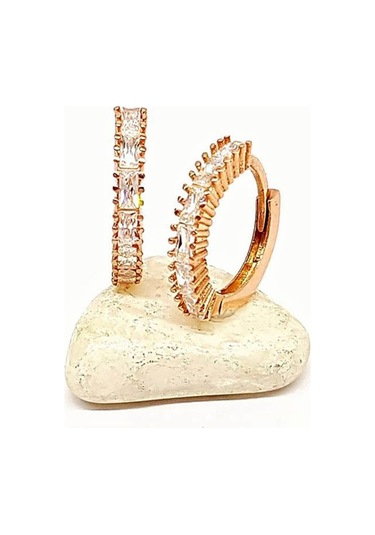 Baget Kesim Taşlı Gümüş Rose Küpe N11.15617